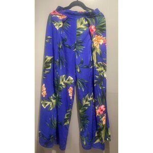 Entry Women’s Small Floral Wide Leg Pants Slit Leg Boho Resort Cottagecore